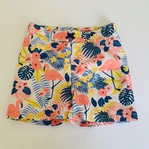 RuggedButts Swim Trunks Boys 3T Tropical Flamingo Floral Mesh Lined Board Shorts